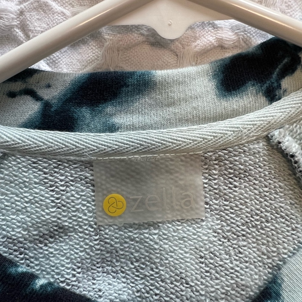 Zella Blue Jamie Ink Print Terry Cotton Crewneck Sweatshirt - Picture 4 of 10